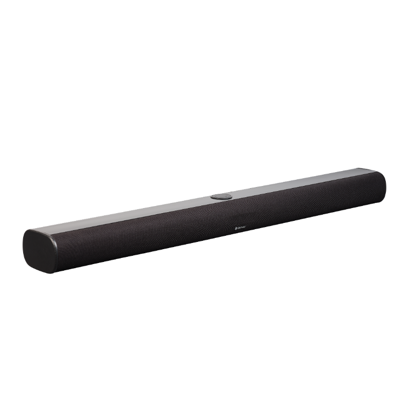 Zwarte Denver DSB-4030 soundbar met strak en compact ontwerp op witte achtergrond.