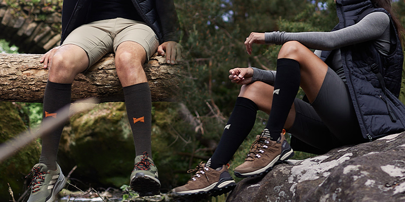 2-Pack Heat Essentials Outdoor Compressie Sokken met Merino Wol