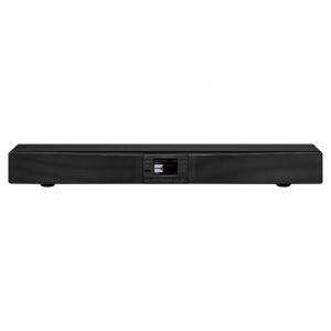 De voorkant van de Sangean SB-100 Soundbar met Afstandsbediening.