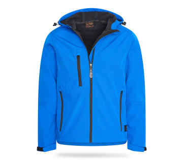 De Cappuccino Softshell Hoody in de kleur blauw. De Cappuccino Softshell Hoody in de kleur blauw.
