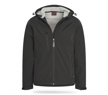 De Cappuccino Softshell Hoody in de kleur zwart. De Cappuccino Softshell Hoody in de kleur zwart.