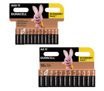 De 12 stuks Duracell Batterijen zijn verkrijgbaar in AAA en AA.