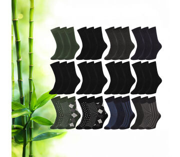 De 12-Pack Bamboo Elements Luxe Sokken zijn verkrijgbaar in verschillende kleuren.