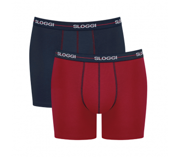 2-Pack Sloggi Men Start Herenondergoed-Short-Blauw/Rood 2-Pack Sloggi Men Start Herenondergoed-Short-Blauw/Rood