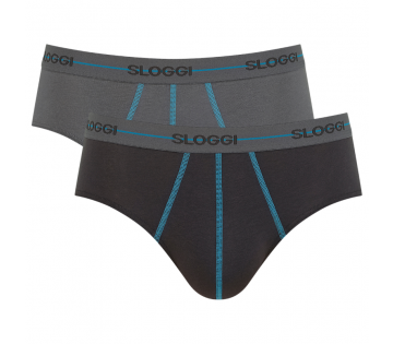 2-Pack Sloggi Men Start Herenondergoed-Midi-Donkergrijs Print 2-Pack Sloggi Men Start Herenondergoed-Midi-Donkergrijs Print