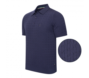 Cappuccino Gebreide Polo Caorle in navy. Cappuccino Gebreide Polo Caorle in navy.