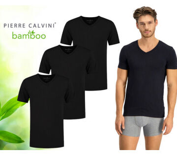 3-Pack Pierre Calvini Bamboe Basic T-Shirts-V-hals-XXL-Zwart 3-Pack Pierre Calvini Bamboe Basic T-Shirts-V-hals-XXL-Zwart