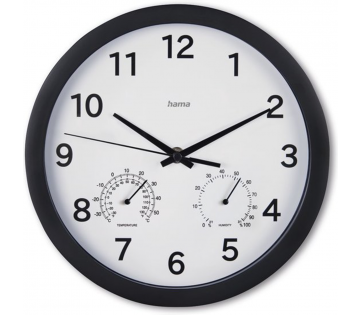 Hama Wandklok Malta met Thermo- en Hygrometer van de voorkant.
