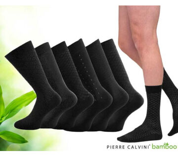 Het 12-Pack Pierre Calvini Bamboe Luxury Sokken in de kleur Zwart.