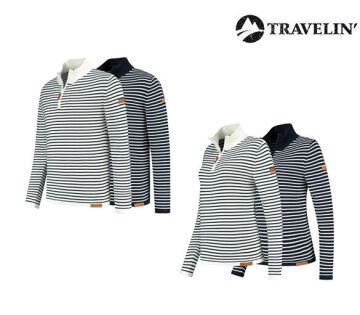 De Travelin' Nacka Trui is beschikbaar voor dames en heren, in navy en wit. 