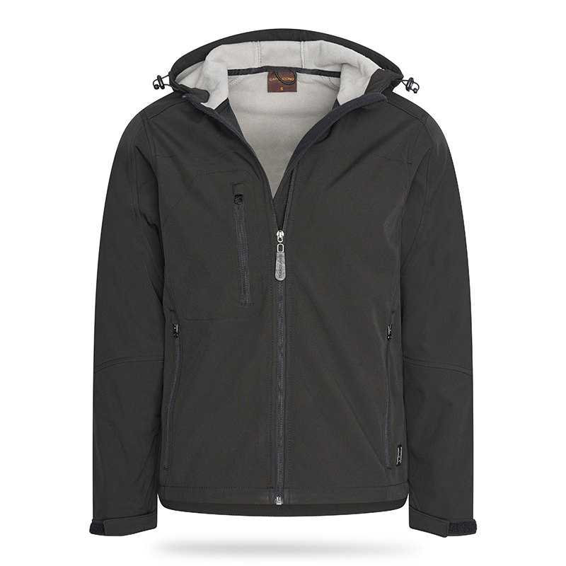 De Cappuccino Softshell Hoody in de kleur zwart. De Cappuccino Softshell Hoody in de kleur zwart.