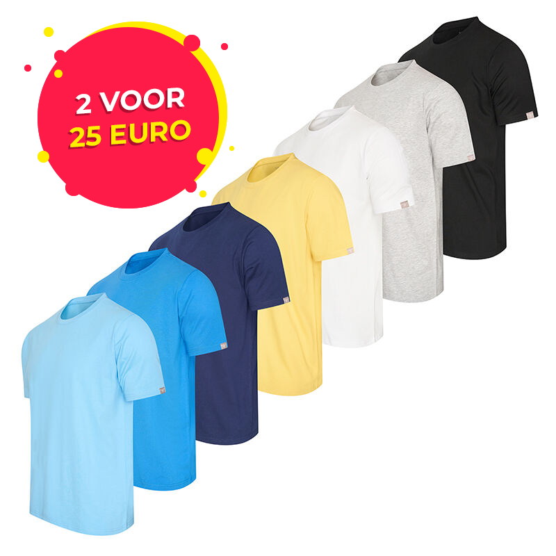 De 2-Pack Cappuccino Roma T-shirts zijn verkrijgbaar in verschillende kleuren en maten. 