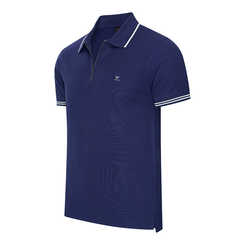 De Cappuccino Zip Polo Torino in de kleur marineblauw. 