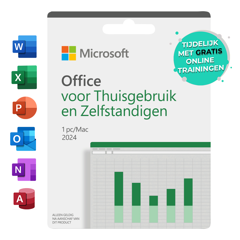 Microsoft Office 2024 incl. Trainingen voor PC en Mac.