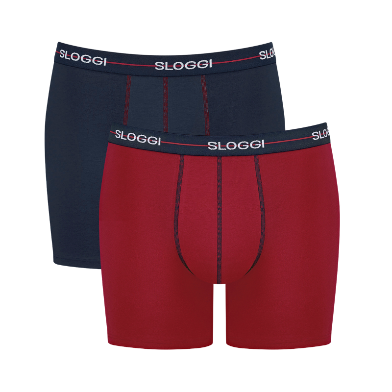 2-Pack Sloggi Men Start Herenondergoed-Short-Blauw/Rood 2-Pack Sloggi Men Start Herenondergoed-Short-Blauw/Rood