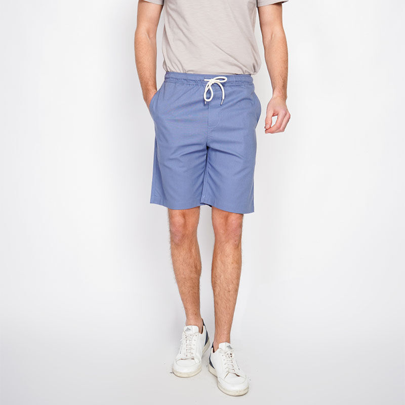 Secret du Lin Linnenblend Bermuda in jeans blauw.