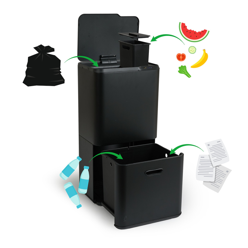 Umuzi Cleaning Prullenbak met sensor 63L in zwart.