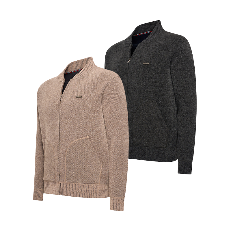 Norlund Heren Cardigan Silvar in beige en antraciet.