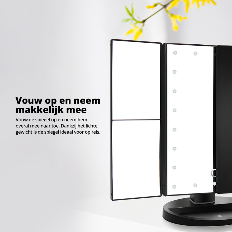 De 4 verschillende spiegels in het drieluik zorgen voor nog gedetailleerder zicht en bieden allemaal een andere kijk. 