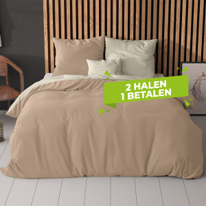 De Sleeptime Hotel Twin Face Dekbedovertrekset in cr&egrave;me taupe. 