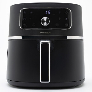 Zwarte Tornado airfryer met digitaal display en draaiknop